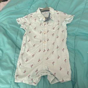 Baby GAP 18-24 months onesie. Light green with flamingos. Never worn